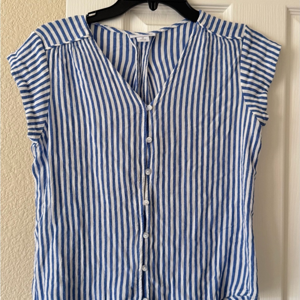 Liz Claiborne Blue and White Striped Blouse for Petites - Picture 2 of 2